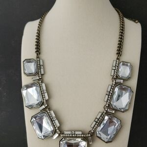 Art-deco Style Mirrored Rhinestone and Gold-tone Necklace